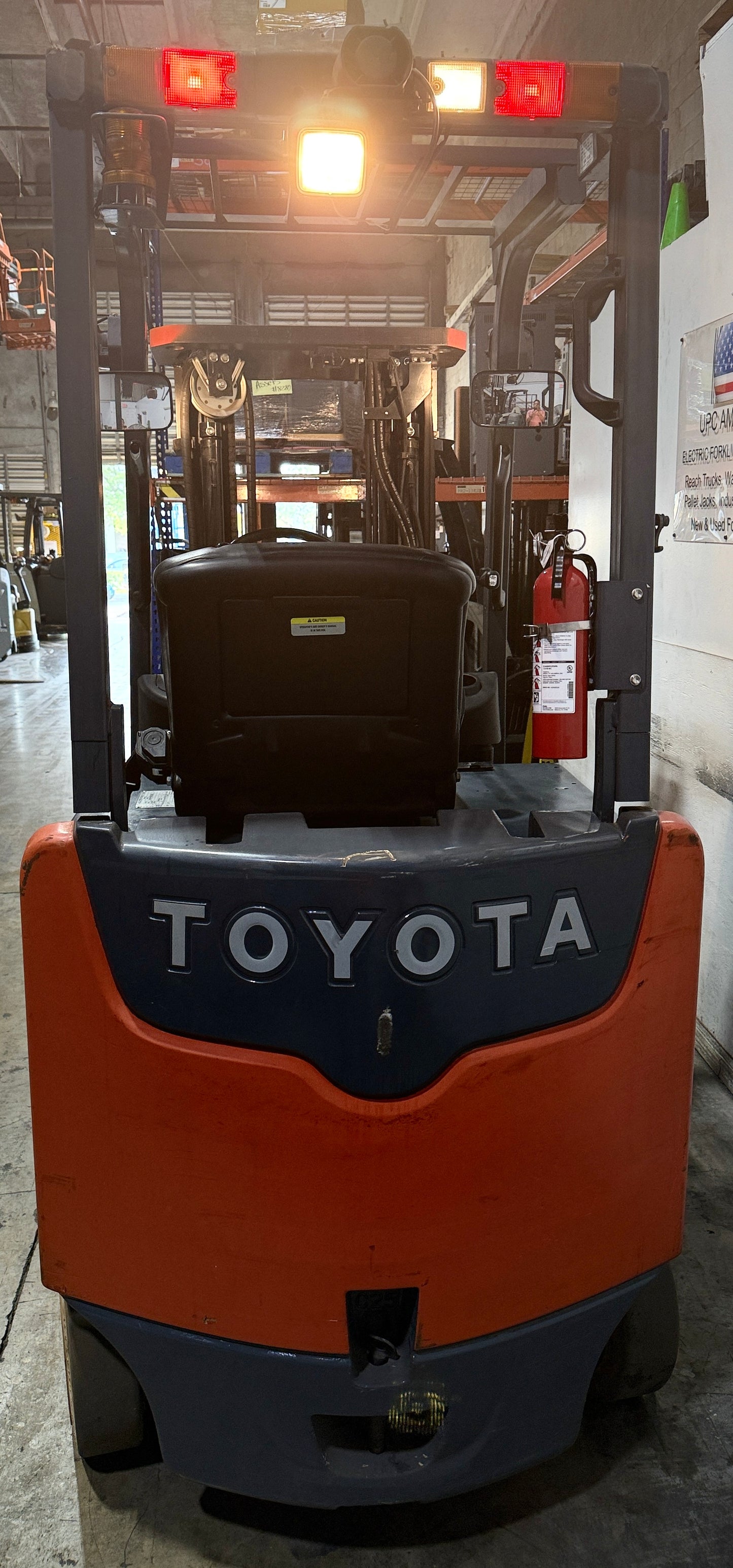 Toyota Forklift For Sale Electric Forklift 2015 Toyota Model 8FBCU25 and 2017 Tested Battery 4,400 LB Capacity 189" Height Stock # 0271