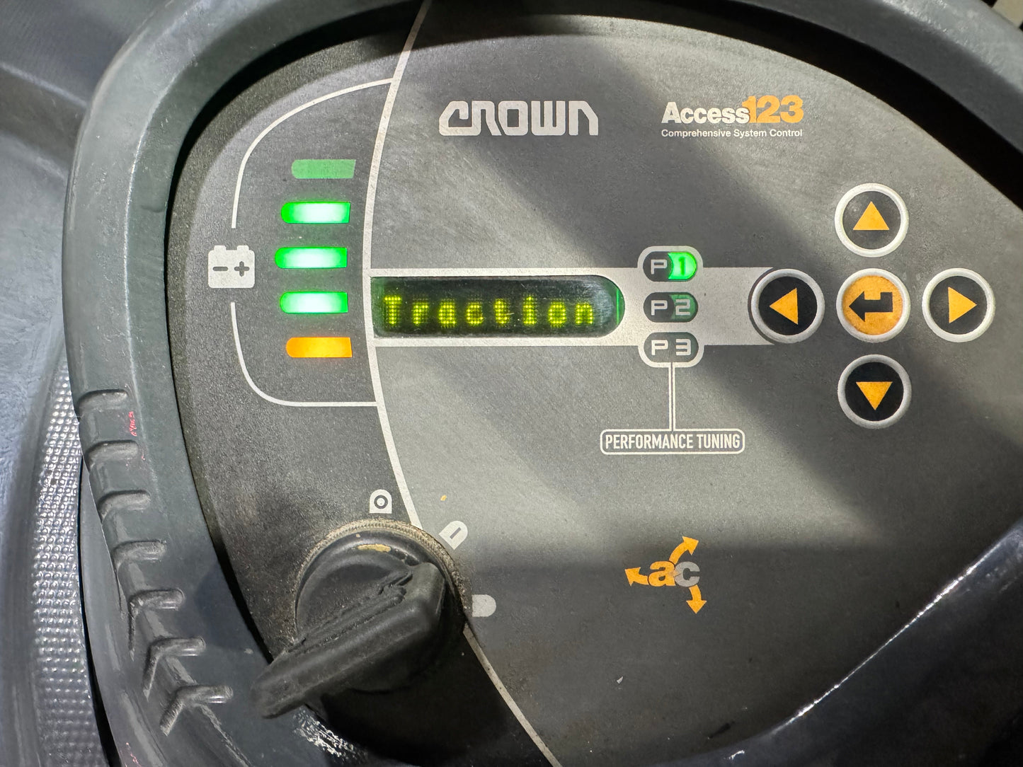 Forklift For Sale Electric Forklift 2014 Crown RC5500 Narrow Aisle 2021 Tested Battery Height Stock # 9174