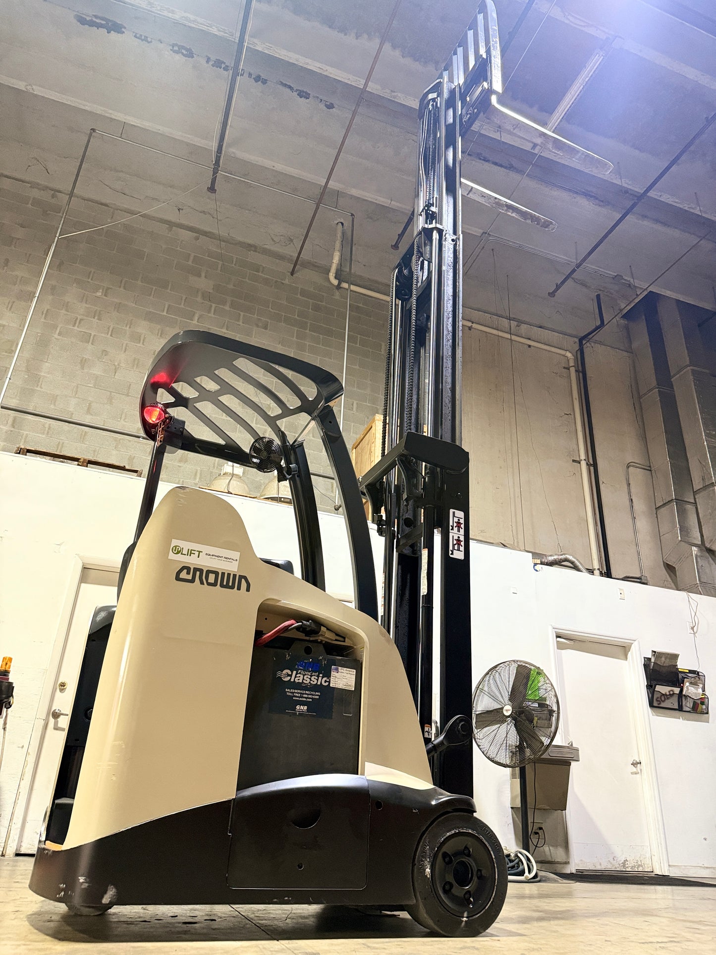 Forklift For Sale Electric Forklift 2014 Crown RC5500 Narrow Aisle As-Is Battery Height  Stock # 9174