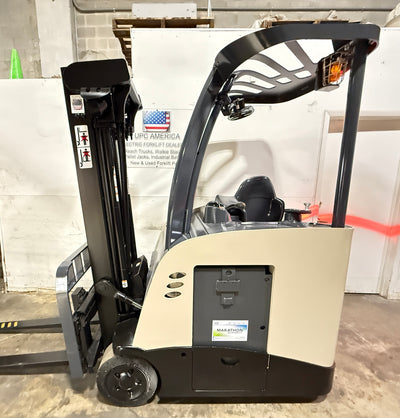 Forklift For Sale Electric Forklift 2014 Crown RC5500 Narrow Aisle 2023 Tested AGM Battery Height  Stock # 3600