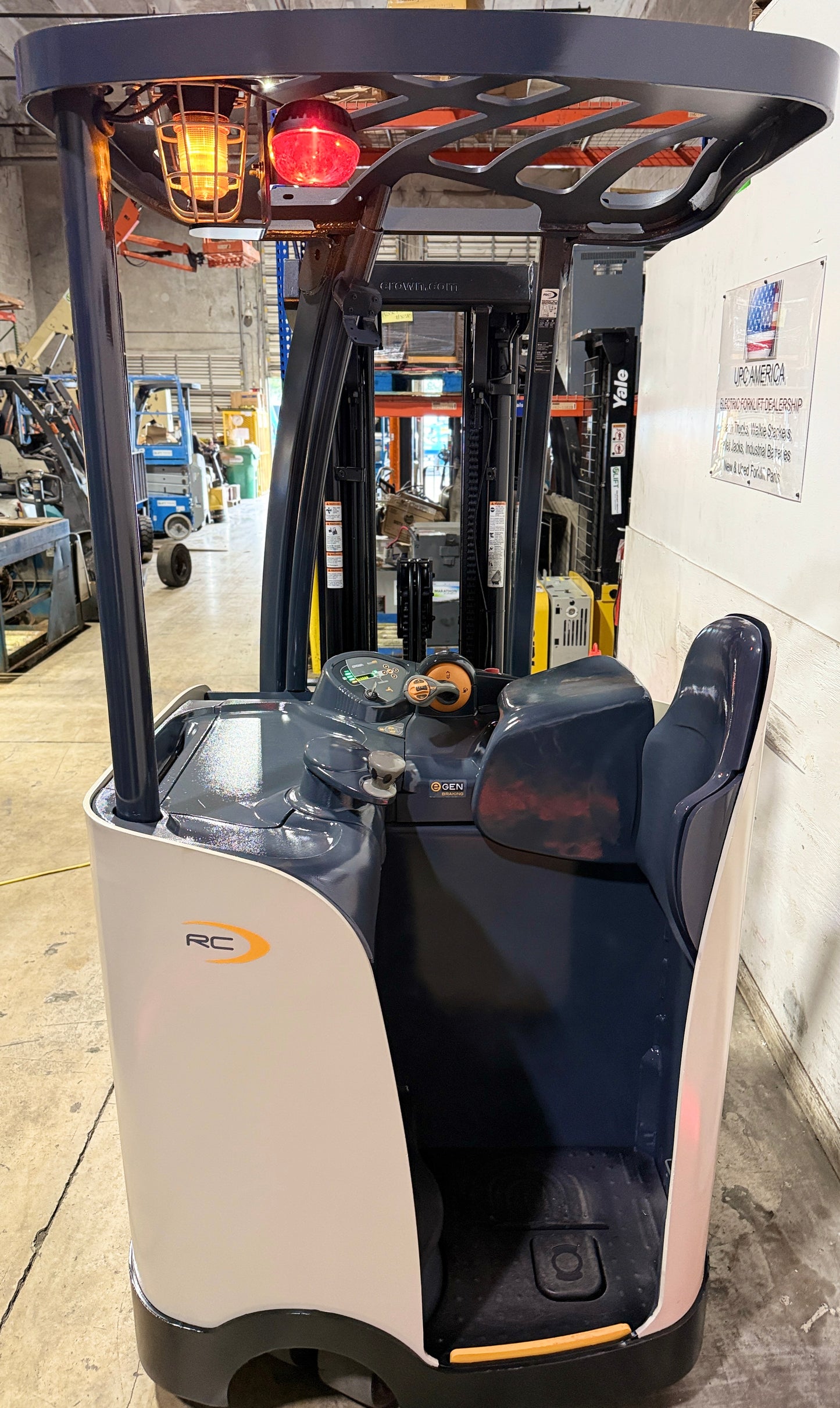 Forklift For Sale Electric Forklift 2019 Crown RC5500 Narrow Aisle 2023 Enersys Non Spillable Tested Battery Stock # 3593
