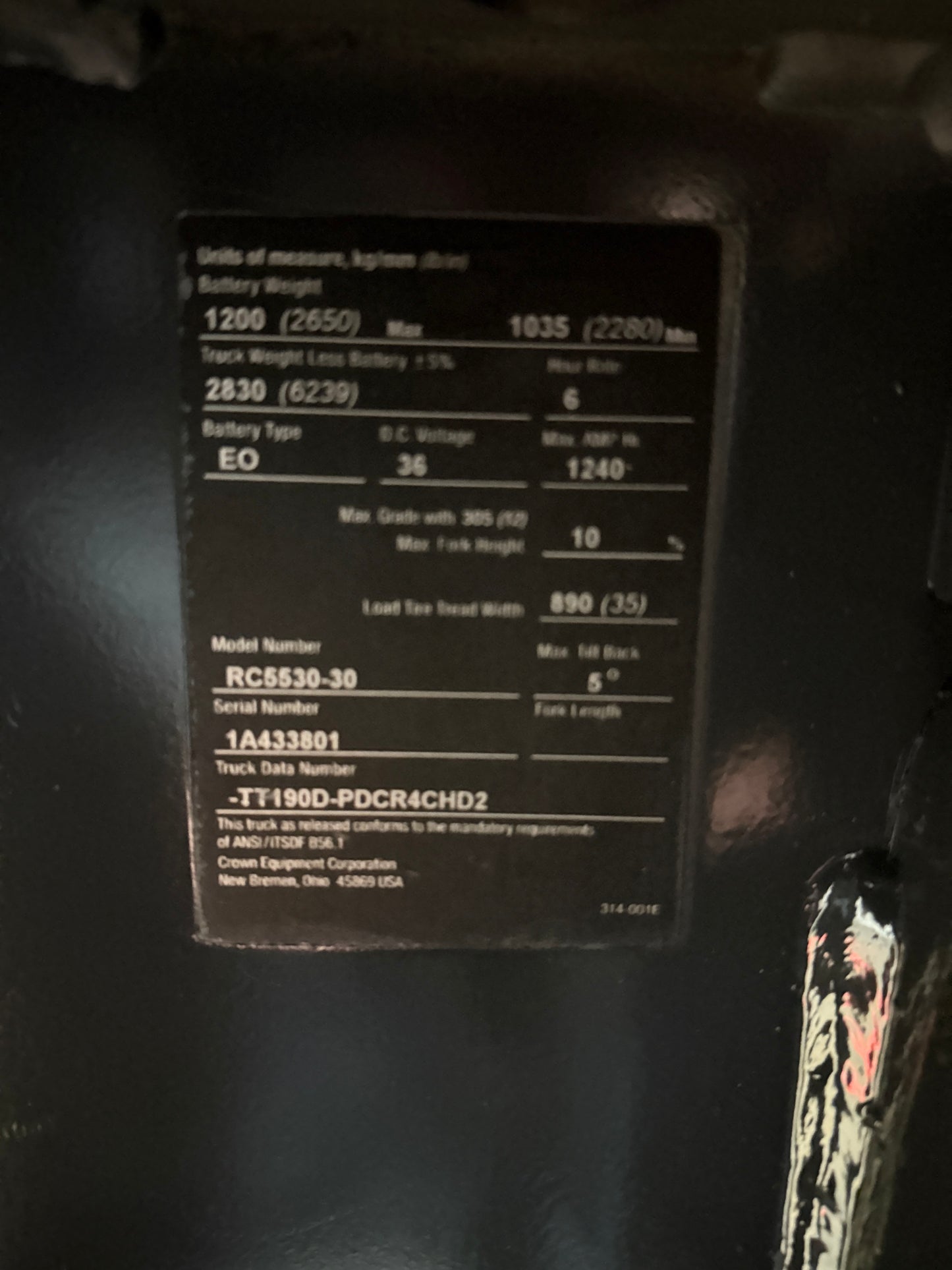 Forklift For Sale Electric Forklift 2015 Crown RC5500 Narrow Aisle April 2023 Tested AGM Battery Height  Stock # 3801