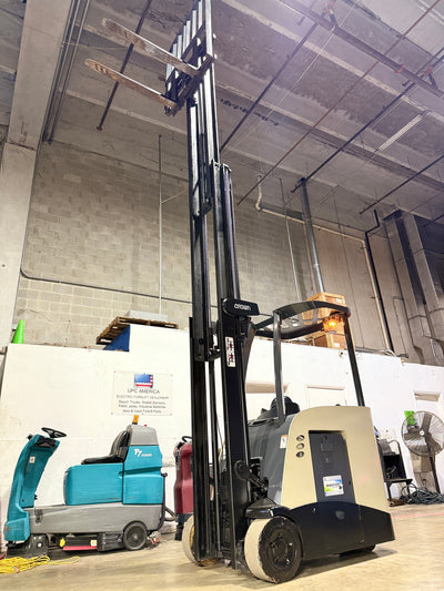 Forklift For Sale Electric Forklift 2015 Crown RC5500 Narrow Aisle April 2023 Tested AGM Battery Height  Stock # 3801