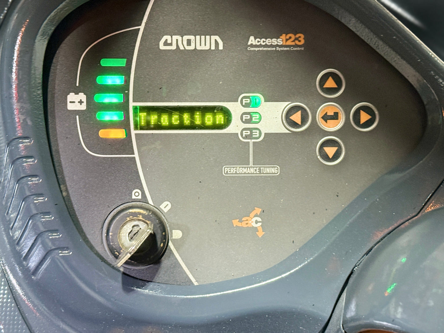 Forklift For Sale Electric Forklift 2015 Crown RC5500 Narrow Aisle April 2023 Tested AGM Battery Height  Stock # 3801