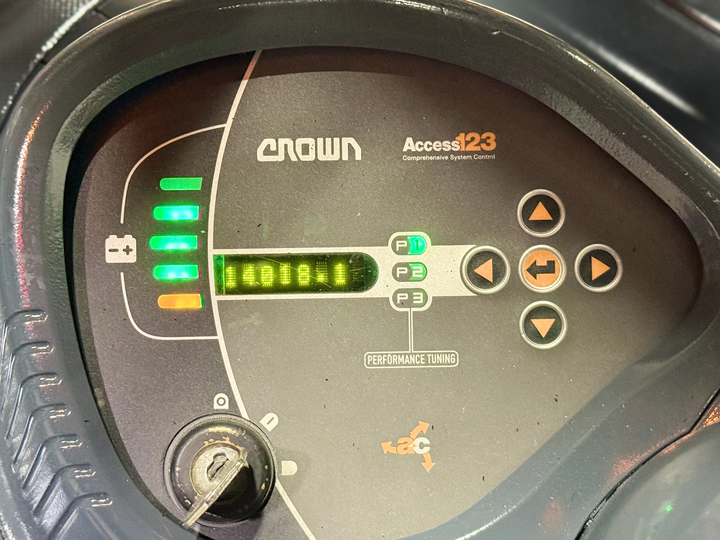 Forklift For Sale Electric Forklift 2015 Crown RC5500 Narrow Aisle April 2023 Tested AGM Battery Height  Stock # 3801