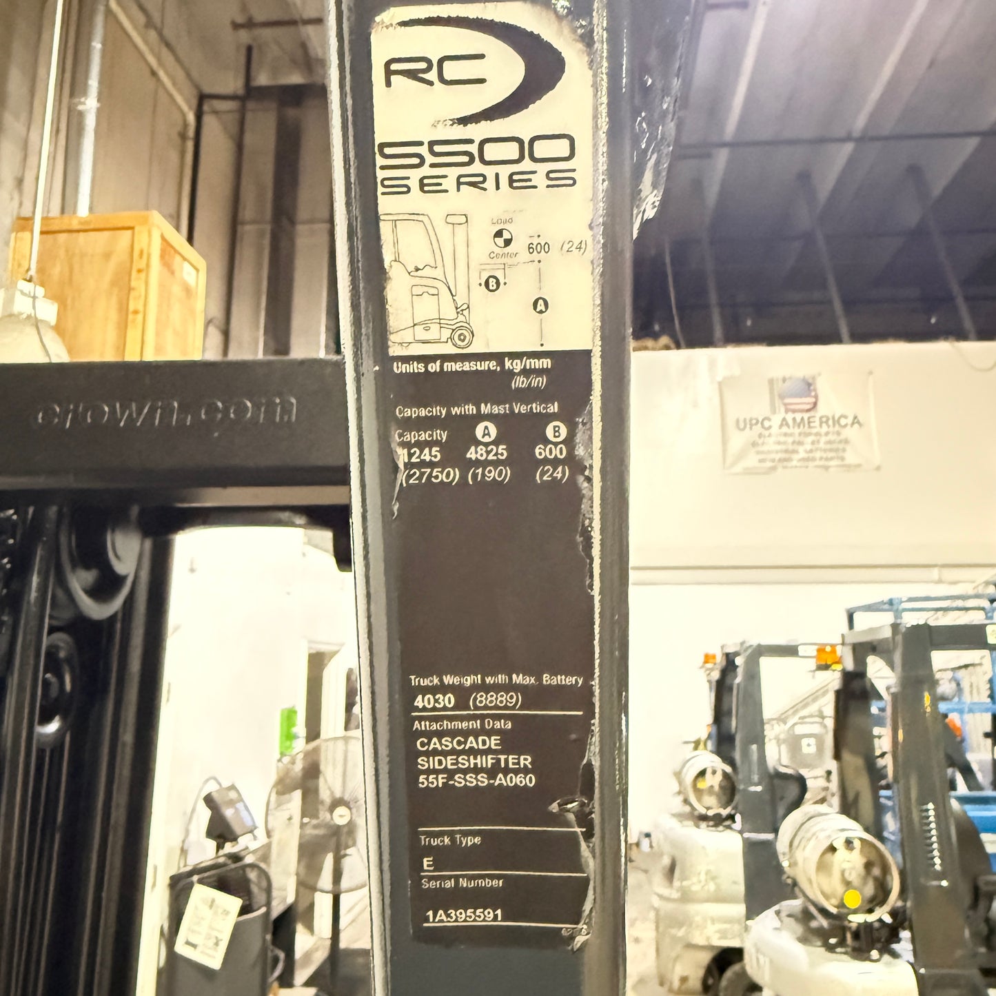 Forklift For Sale Electric Forklift 2012 Crown RC5500 Narrow Aisle 2023 Battery Height  Stock # 5591