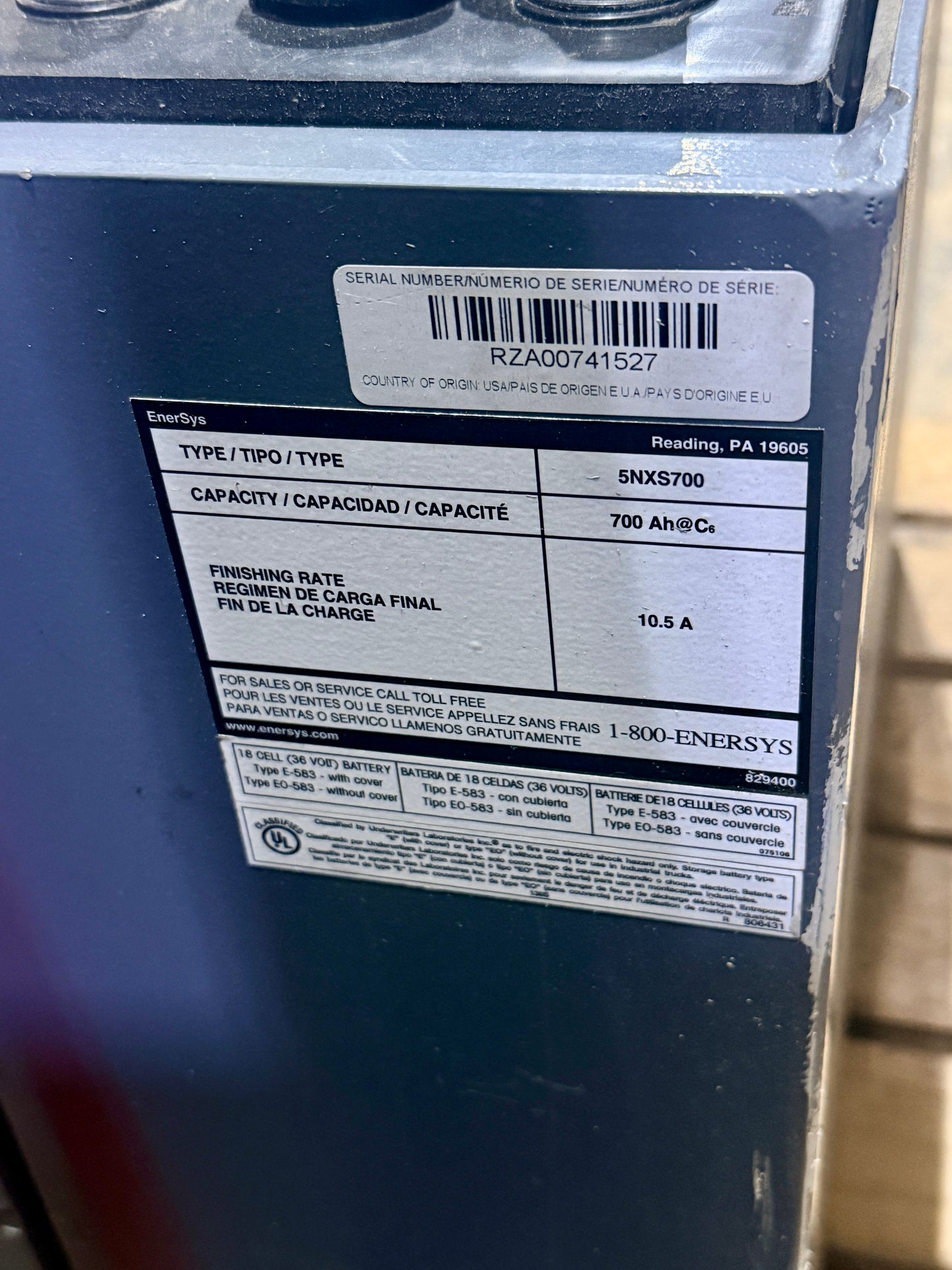 Electric Forklift Battery 18-125-15 Enersys NexSys TTPL (2025)
