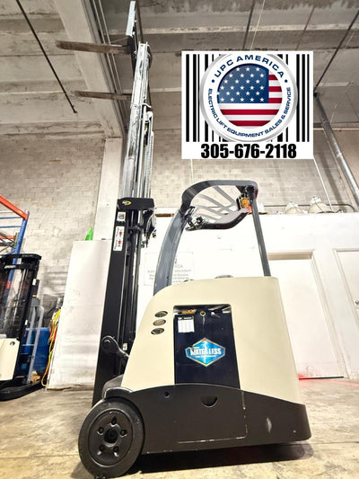 Forklift For Sale Electric Forklift 2014 Crown RC5500 Narrow Aisle 2021 Tested Battery Height  Stock # 9174